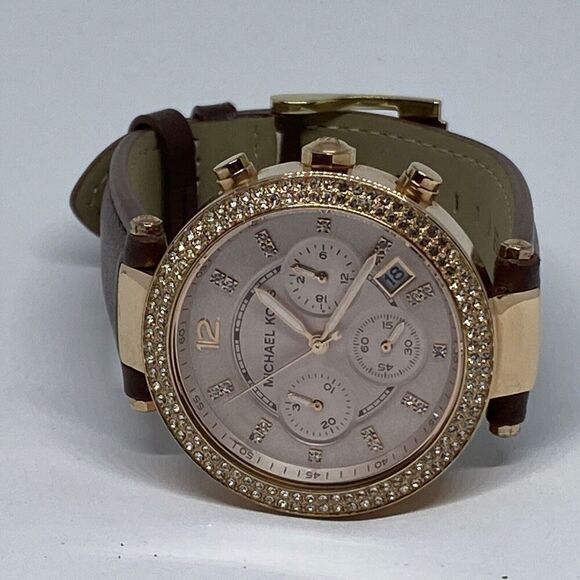 Michael Kors Parker MK5896 Women's Brown Leather Analog Dial Quartz Watch WO335 - Picture 7 of 12